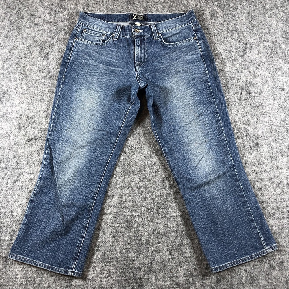 Lucky Brand Jeans Womens 6 28 Blue Crop Straight Leg Medium Wash Denim Casual